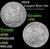1834 Small Date, Small Letters . Capped Bust Half Dollar 50c Grades vf++
