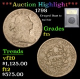 ***Auction Highlight*** 1798 . . Draped Bust Large Cent 1c Graded f+ By USCG (fc)