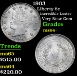 1903 incredible Luster Very Near Gem Liberty Nickel 5c Grades Choice+ Unc