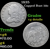1835 . . Capped Bust Half Dollar 50c Grades vg details