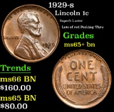 1929-s Superb Luster Lots of red Peeking Thru Lincoln Cent 1c Grades GEM+ Unc BN