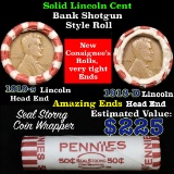 Mixed small cents 1c orig shotgun roll,1918-d Wheat Cent, 1919-s Wheat Cent other end