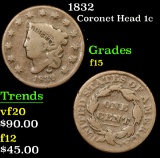 1832 . . Coronet Head Large Cent 1c Grades f+