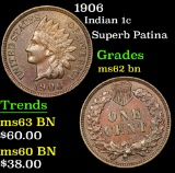 1906 Superb Patina . Indian Cent 1c Grades Select Unc BN