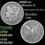 1890-cc Tough Carson City Issue . Morgan Dollar $1 Grades vf++