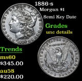 1886-s Semi Key Date . Morgan Dollar $1 Grades Unc Details