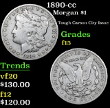 1890-cc Tough Carson City Issue . Morgan Dollar $1 Grades f+