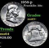 1958-p . . Franklin Half Dollar 50c Grades Select+ Unc