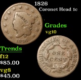1826 . . Coronet Head Large Cent 1c Grades vg+