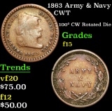 1863 Army & Navy 100¡ CW Rotated Die . Civil War Token 1c Grades f+