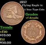 1857 2 Year Type Coin . Flying Eagle Cent 1c Grades vf details