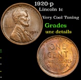 1920-p Very Cool Toning . Lincoln Cent 1c Grades Unc Details