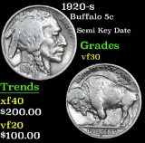 1920-s Semi Key Date . Buffalo Nickel 5c Grades vf++