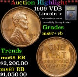 ***Auction Highlight*** 1909 VDB Lincoln Cent 1c Graded GEM++ RB By USCG (fc)