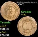 (1863) Knickerbocker Currency . . Civil War Token 1c Grades vf++