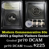 2001-p Capitol Visitor Center . . Modern Commem Half Dollar 50c Graded ms70, Perfection By USCG