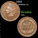1901 . . Indian Cent 1c Grades f+