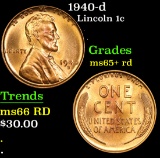 1940-d . . Lincoln Cent 1c Grades Gem+ Unc RD