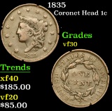 1835 . . Coronet Head Large Cent 1c Grades vf++
