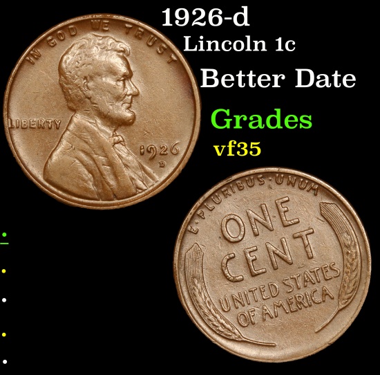 1926-d Lincoln Cent 1c Grades vf++