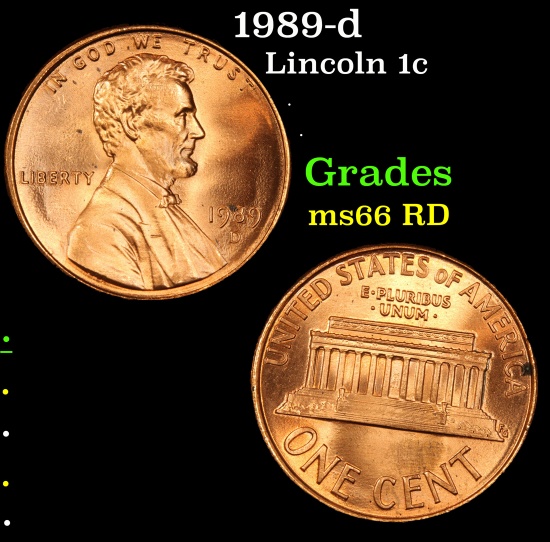 1989-d Lincoln Cent 1c Grades GEM+ Unc RD