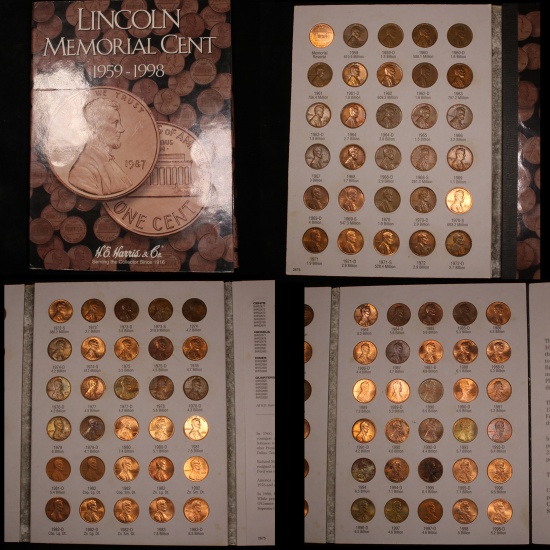 Complete Lincoln cent book 1959-1998 90 coins . .