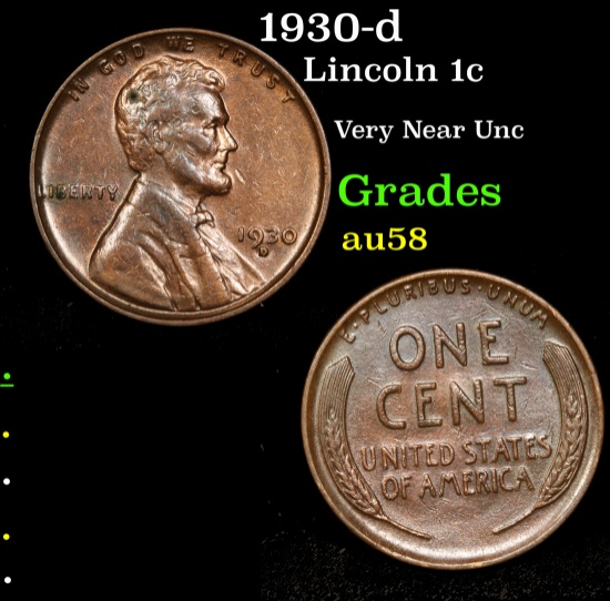 1930-d Lincoln Cent 1c Grades Choice AU/BU Slider