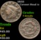 1833 Coronet Head Large Cent 1c Grades f details