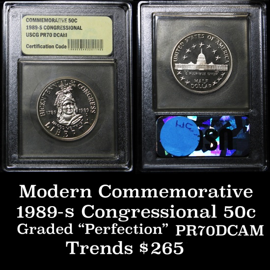 1989-s Congress . . Proof Commem Half Dollar 50c Graded GEM++ Proof Deep Cameo By USCG