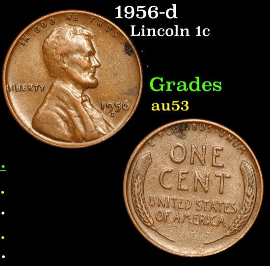 1956-d Lincoln Cent 1c Grades Select AU