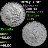 1878-p 7/8tf Morgan Dollar $1 Grades Select AU