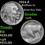 1914-d Buffalo Nickel 5c Grades vg+