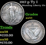 1917-p Ty I Standing Liberty Quarter 25c Grades Select AU
