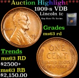 ***Auction Highlight*** 1909-s VDB Lincoln Cent 1c Graded Select Unc RD By USCG (fc)