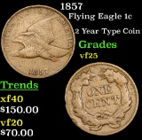 1857 Flying Eagle Cent 1c Grades vf+