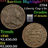 ***Auction Highlight*** 1794 Liberty Cap half cent 1/2c Graded vf details By USCG (fc)