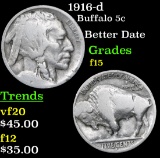 1916-d Buffalo Nickel 5c Grades f+