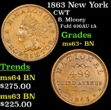 1863 New York Civil War Token 1c Grades Select+ Unc BN