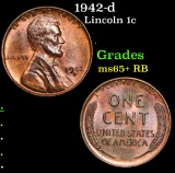 1942-d Lincoln Cent 1c Grades Gem+ Unc RB