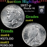 ***Auction Highlight*** 1927-p Peace Dollar $1 Graded Choice Unc By USCG (fc)