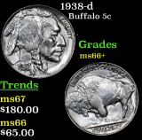 1938-d Buffalo Nickel 5c Grades GEM++ Unc