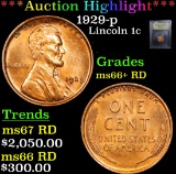 ***Auction Highlight*** 1929-p Lincoln Cent 1c Graded GEM++ RD By USCG (fc)