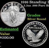 1916 Standing Liberty 25c Tribute Silver Round 2.2oz .999 Pure Silver Grades