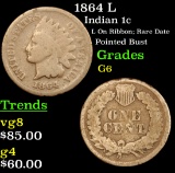 1864 L Indian Cent 1c Grades g+