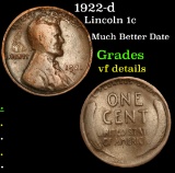 1922-d Lincoln Cent 1c Grades vf details