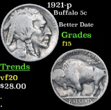 1921-p Buffalo Nickel 5c Grades f+