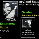 Maryland State Flower & Bird Baltimore Oriole & Black Eyed Susan 1.4oz .925 Sterling Silver Bar Grad