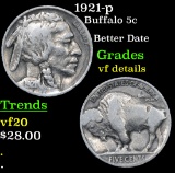 1921-p Buffalo Nickel 5c Grades vf details