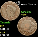 1817 Coronet Head Large Cent 1c Grades vg+