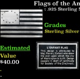 Flags of the American Revolution L'enfant Flag 1oz .925 Sterling Silver Bar Grades